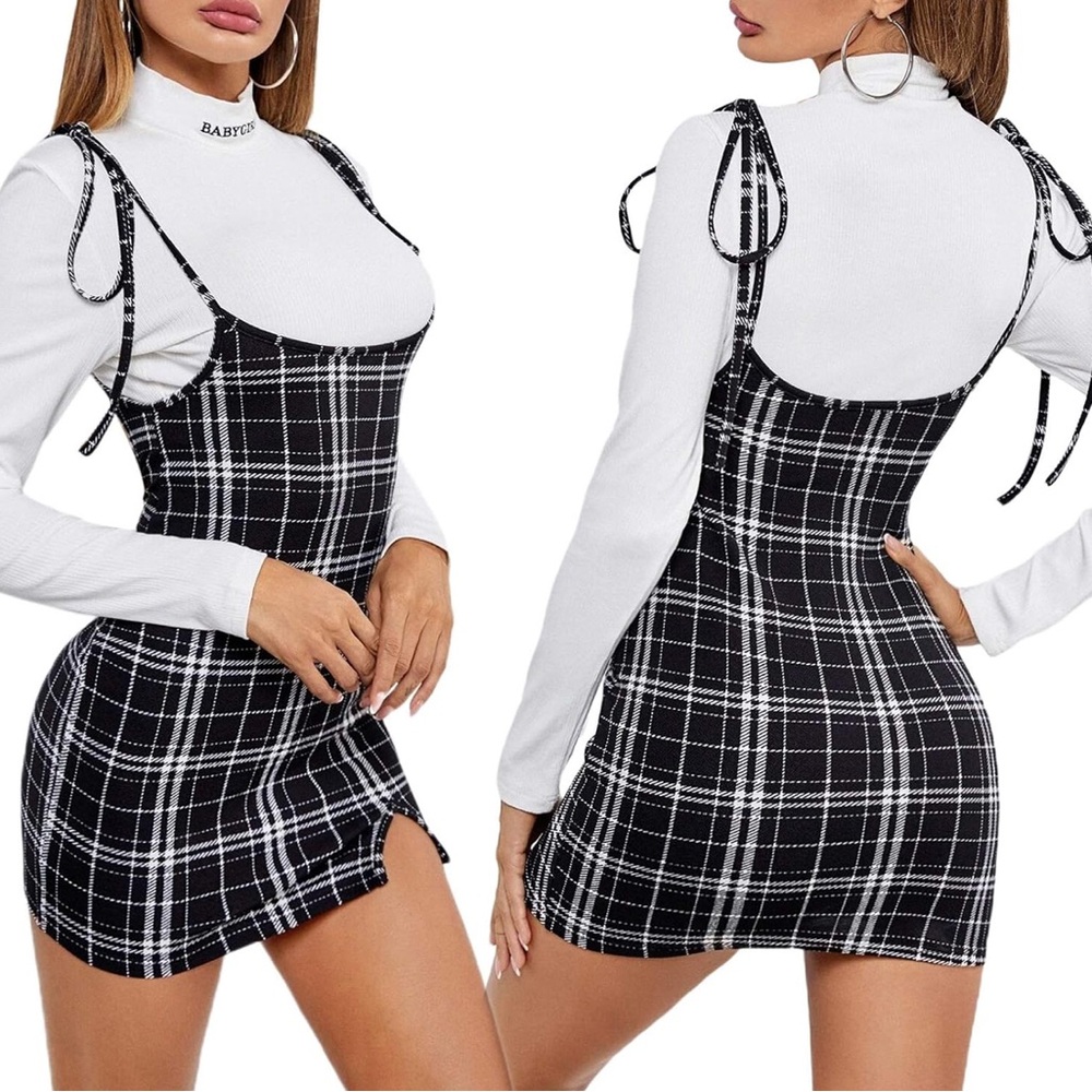Women Tie Shoulder Overall Dress | Suspender Dress | High Waist | Mini Dress